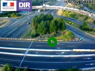 Webcam traffic à Grenoble-sud sur l'autoroute A480. Vue orientée vers l'entrée et la sortie de Grenoble