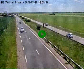 Webcam à hauteur de Vert-en-Drouais sur la N12, en périphérie de Dreux. Vue orientée vers Alençon
