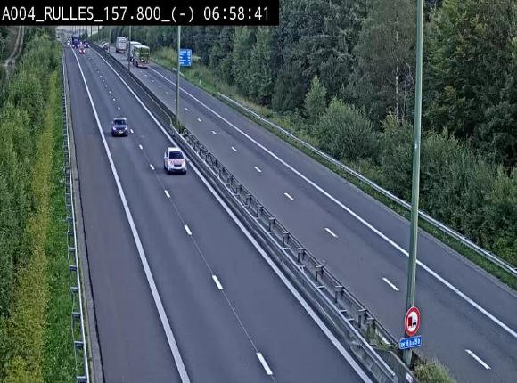 Webcam à Marbehan sur l'E411 à hauteur de la sortie 28a Rulles. Vue orientée vers Bruxelles