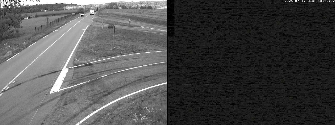 Webcam à Bellefontaine dans les Vosges à 552 mètres d'altitude sur la D63, à la jonction avec la D20A