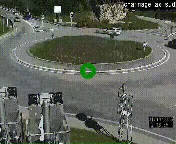 Webcam au nord d'Ax-les-Thermes au niveau de l'aire de chaînage de la N20. Vue orientée vers les Pyrénées, en direction de Pas de la Case