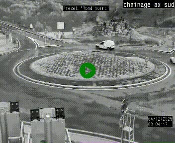 Webcam au nord d'Ax-les-Thermes au niveau de l'aire de chaînage de la N20. Vue orientée vers les Pyrénées, en direction de Pas de la Case