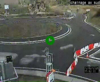 Webcam au nord d'Ax-les-Thermes au niveau de l'aire de chaînage de la N20. Vue orientée vers les Pyrénées, en direction de Pas de la Case