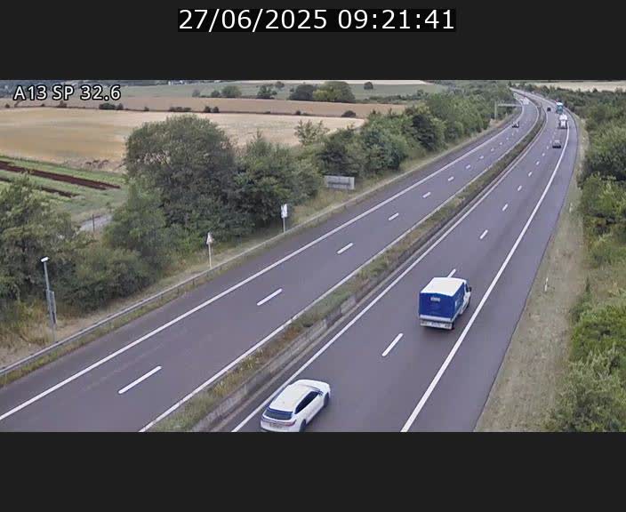 Webcam info trafic A13 à hauteur de Mondorf-les-bains. Vue orientée vers Altwies