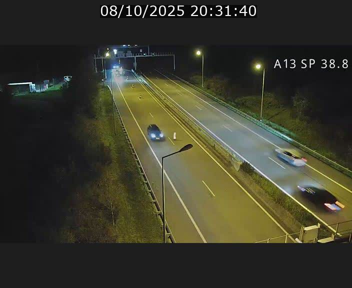 Webcam autoroute A13 à l'entrée ouest du tunnel Markusbierg à Schengen. Vue orientée vers le tunnel et l'Allemagne