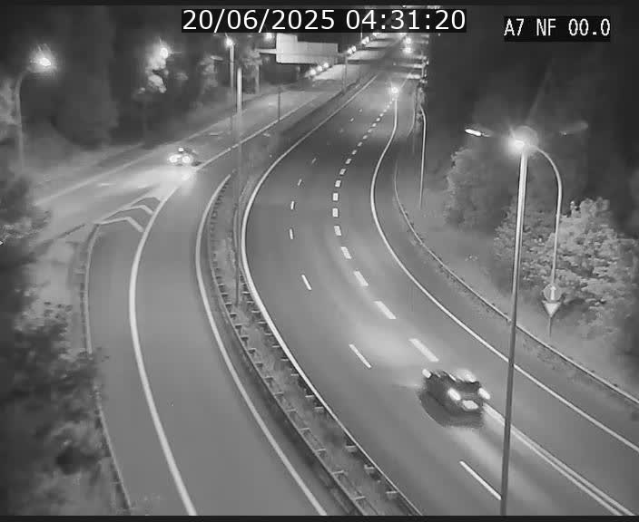Caméra autoroute Luxembourg A7 - Echangeur A1/A7 Grünewald direction Tunnel Stafelter