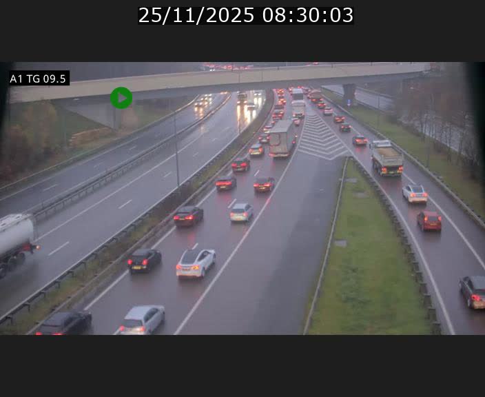 Traffic live webcam Luxembourg Jonction Grünewald - A1 direction Luxembourg-ville - BK 9.5