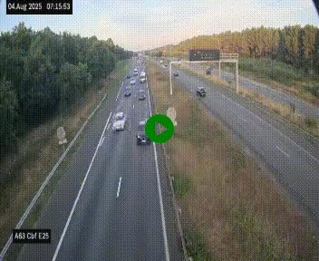Webcam autoroute A63 en périphérie de Bordeaux au sud-est de la ville, en provenance du bassin d'Arcachon. Vue orientée vers Bordeaux