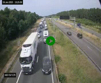 Webcam autoroute A63 en périphérie de Bordeaux au sud-est de la ville, en provenance du bassin d'Arcachon. Vue orientée vers Bordeaux