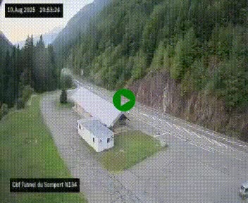 Webcam à l'entrée du tunnel du Somport, côté français, sur la N134, dans les Pyrénées, en direction de l'Espagne, à 1116 mètres d'altitude