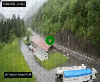 Webcam à l'entrée du tunnel du Somport, côté français, sur la N134, dans les Pyrénées, en direction de l'Espagne, à 1116 mètres d'altitude