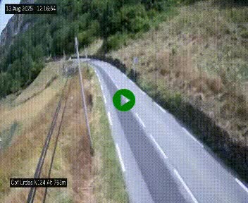 Webcam dans les Pyrénées Atlantique au niveau du col d'Urdos et du fort du Pourtalet sur la N134, en direction du Col et du tunnel du Somport, à 765 mètres d'altitude