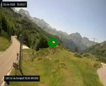 Webcam au col du Somport, côté français, sur la N134, dans les Pyrénées, en direction de l'Espagne, à 1632 mètres d'altitude