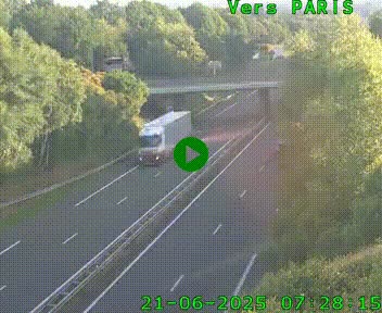 Caméra routière sur l'autoroute A20 au nord de Limoges, à la jonction avec la N520. Vue orientée vers Paris