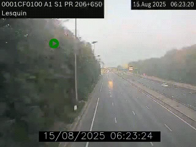 Webcam autoroute A1 à hauteur de Lesquin. Vue orientée vers Lille