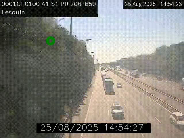 Webcam autoroute A1 à hauteur de Lesquin. Vue orientée vers Lille
