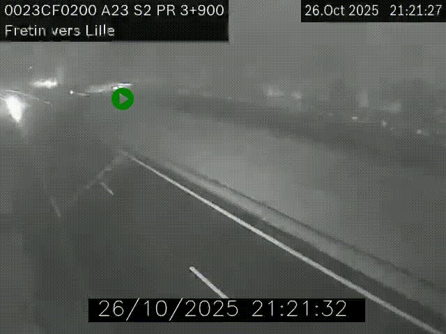 Webcam autoroute A23 à hauteur de Fretin. Vue orientée vers Lille