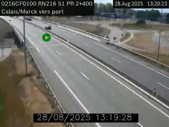 Webcam à Calais sur A216 (N216) en direction du port (harbour) de Calais.