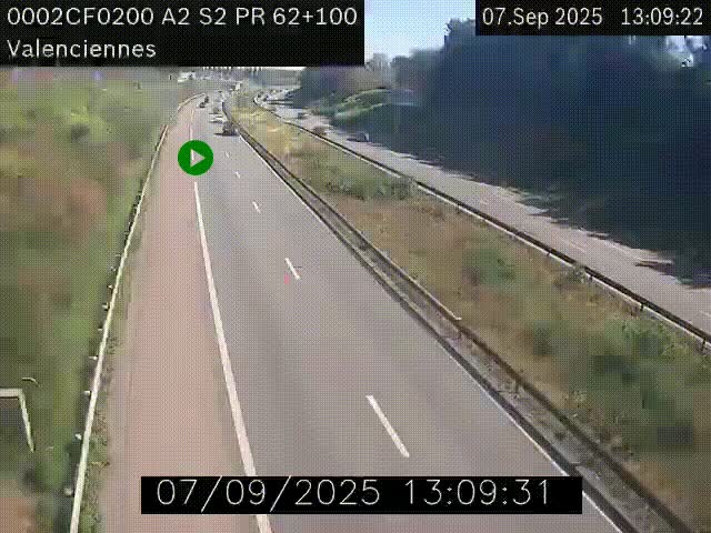 Webcam autoroute A2 à Valenciennes. Vue orientée vers Maubeuge et Mons (Belgique)