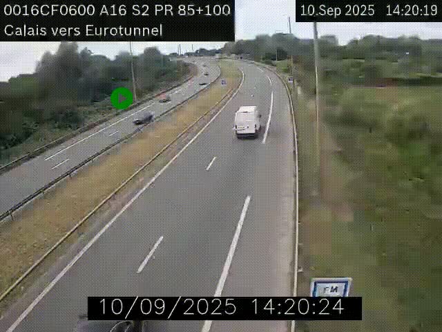 Webcam A16 à Calais en direction du Tunnel sous la Manche (Eurotunnel)