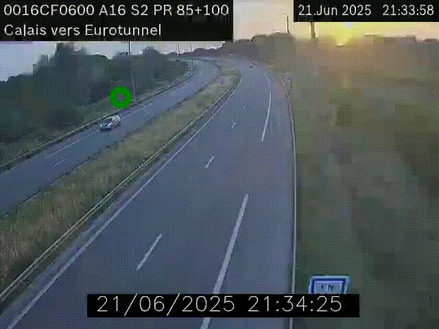 Webcam A16 à Calais en direction du Tunnel sous la Manche (Eurotunnel)