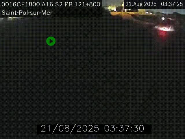 Webcam autoroute A16 à proximité de Dunkerque, à hauteur de la sortie Saint-Pol-sur-Mer. Vue orientée vers Calais