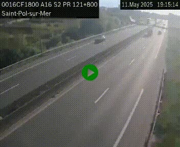Webcam autoroute A16 à proximité de Dunkerque, à hauteur de la sortie Saint-Pol-sur-Mer. Vue orientée vers Calais