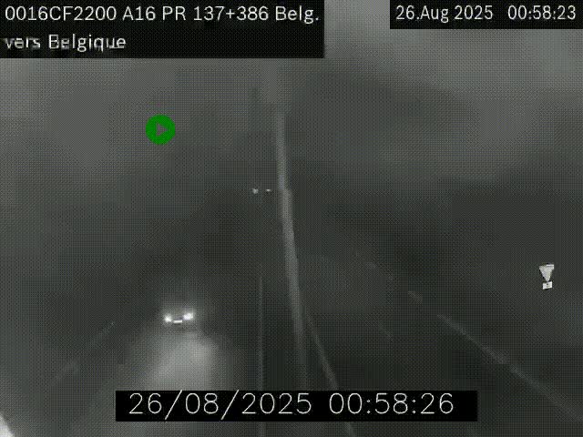Webcam à la frontière franco-belge au niveau de Bray-Dunes/De-Panne sur l'autoroute A16. Vue orientée vers la Belgique