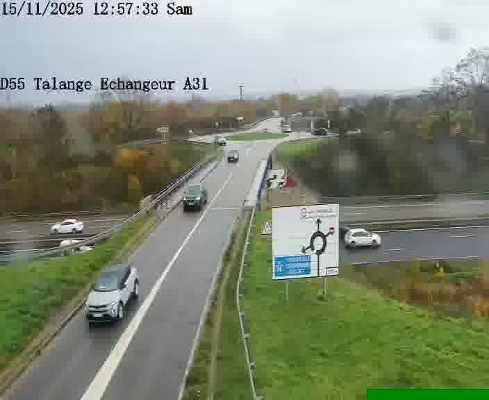 Webcam sur la D55 à Talange au niveau du pont surplombant l'A31 (sens droite-gauche vers Luxembourg). Vue orientée vers Ay-sur-Moselle.