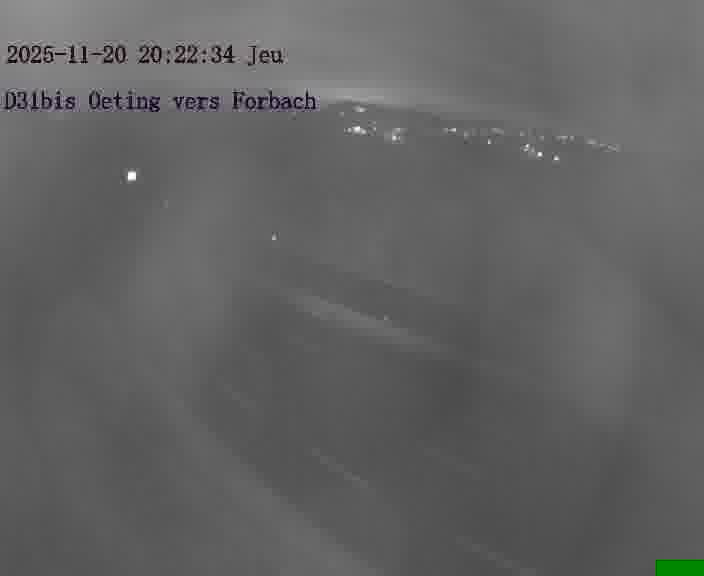 Caméra routière située sur D31bis (France) à Oeting, orientée vers Forbach, surveillant en continu la circulation locale et régionale.