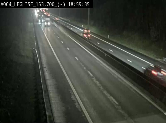 Webcam autoroute A4 (E411-E25) à Léglise, avant la jonction avec la N40. Vue orientée vers Bruxelles