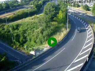 Caméra autoroute à la jonction entre l'A7 et la D301 (Boulevard urbain Sud de Lyon) à Feyzin, au sud de Lyon. Vue orientée vers Mions