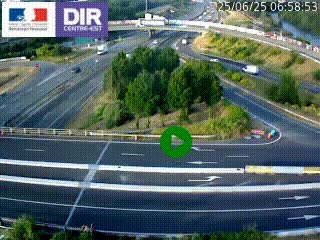 Webcam traffic à Grenoble-sud sur l'autoroute A480. Vue orientée vers l'entrée et la sortie de Grenoble