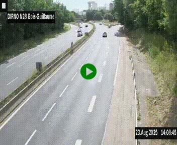 Webcam routière à hauteur de Bois-Guillaume en périphérie de Rouen. Vue orientée vers Rouen