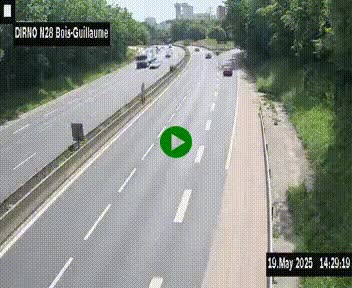 Webcam routière à hauteur de Bois-Guillaume en périphérie de Rouen. Vue orientée vers Rouen
