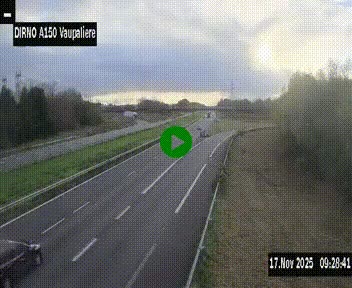 Webcam autoroute A150 à hauteur de La Vaupalière en périphérie de Rouen. Vue orientée vers Rouen