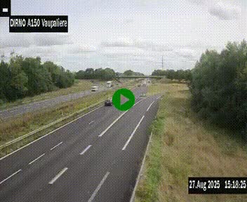 Webcam autoroute A150 à hauteur de La Vaupalière en périphérie de Rouen. Vue orientée vers Rouen