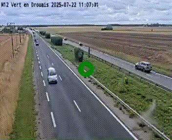 Webcam à hauteur de Vert-en-Drouais sur la N12, en périphérie de Dreux. Vue orientée vers Alençon