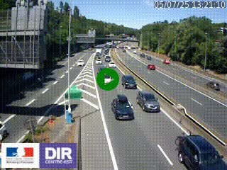 Caméra autoroute sur A6 - Valvert, près de Lyon, en direction de Paris, à hauteur de la sortie 36 Porte du Valvert