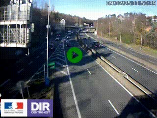Caméra autoroute sur A6 - Valvert, près de Lyon, en direction de Paris, à hauteur de la sortie 36 Porte du Valvert