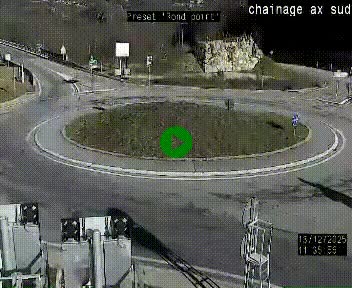 Webcam au nord d'Ax-les-Thermes au niveau de l'aire de chaînage de la N20. Vue orientée vers les Pyrénées, en direction de Pas de la Case