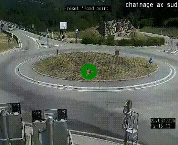 Webcam au nord d'Ax-les-Thermes au niveau de l'aire de chaînage de la N20. Vue orientée vers les Pyrénées, en direction de Pas de la Case