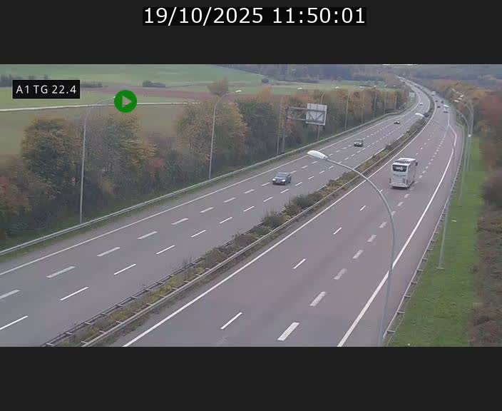 Traffic live webcam Luxembourg Flaxweiler - A1 direction Luxembourg - BK 22.4