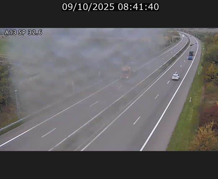 Webcam info trafic A13 à hauteur de Mondorf-les-bains. Vue orientée vers Altwies