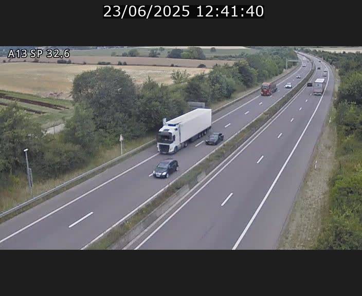Webcam info trafic A13 à hauteur de Mondorf-les-bains. Vue orientée vers Altwies