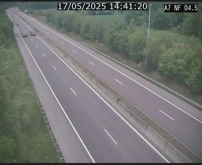Caméra autoroute Luxembourg A7 - Passage à gibier Rëngelbour - direction Tunnel Grouft