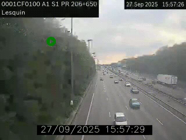 Webcam autoroute A1 à hauteur de Lesquin. Vue orientée vers Lille