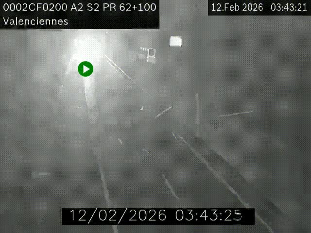 Webcam autoroute A2 à Valenciennes. Vue orientée vers Maubeuge et Mons (Belgique)