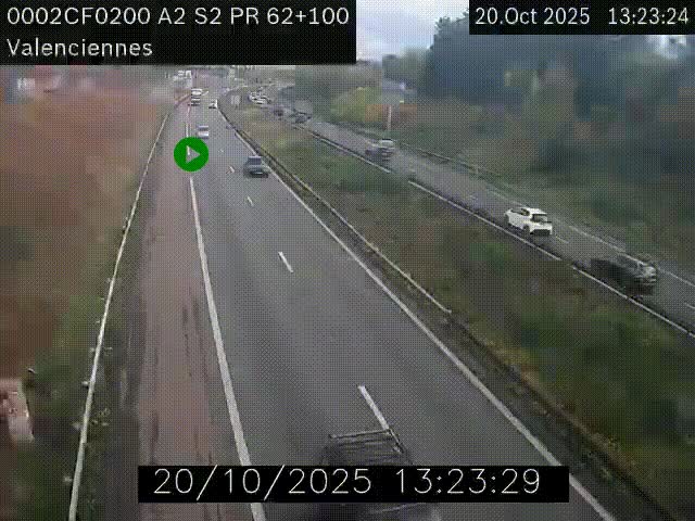 Webcam autoroute A2 à Valenciennes. Vue orientée vers Maubeuge et Mons (Belgique)