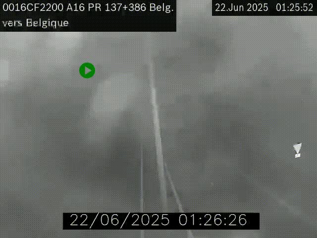 Webcam à la frontière franco-belge au niveau de Bray-Dunes/De-Panne sur l'autoroute A16. Vue orientée vers la Belgique